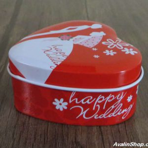جعبه کادویی فلزی طرح قلب Happy wedding